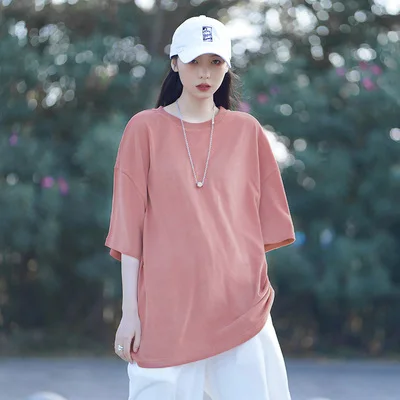 HAN Kratek sleeved majica s kratkimi rokavi ženske poletje novo pol-sleeved čistega bombaža ohlapno, tanko in udobno, vse se ujemajo barva