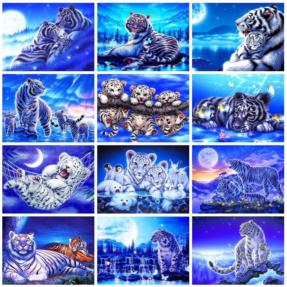 Evershine 5D DIY Diamond Slikarstvo Tiger Navzkrižno Šiv Celoten Kvadratni Diamond Vezenje Živali Mozaik Nosorogovo Slike Doma Dekor