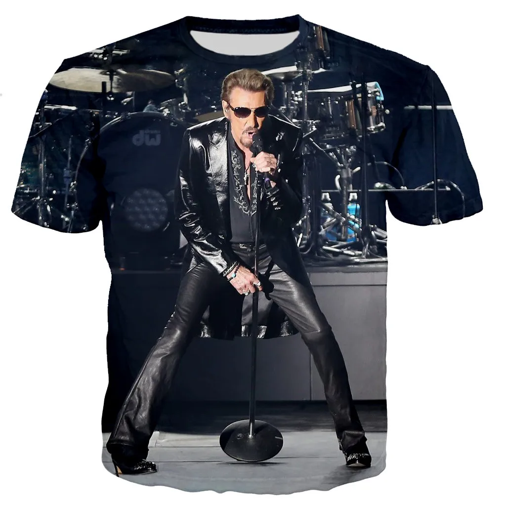 Novo Johnny Hallyday T Srajce Moda 3D Natisnjeni T-majice, Priložnostne Slog, Majica s kratkimi rokavi Moški in Ženske Vrhovi Tee