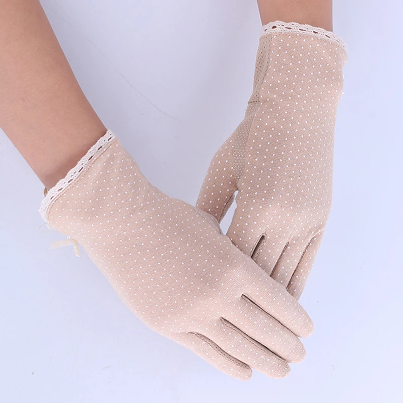 Za zaščito pred soncem rokavice bombaž poletje rokavice za ženske Pika lok ženske tanke ženske pogon rokavice suncreen drsi