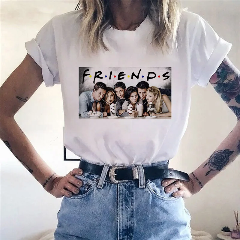 Ženske T-shirt Prijatelji TV Oddaje Natisnjeni T-majice Grafike T-majice Ullzang Harajuku T-majice 90. letih Najboljšimi Prijatelji Vrh Tee