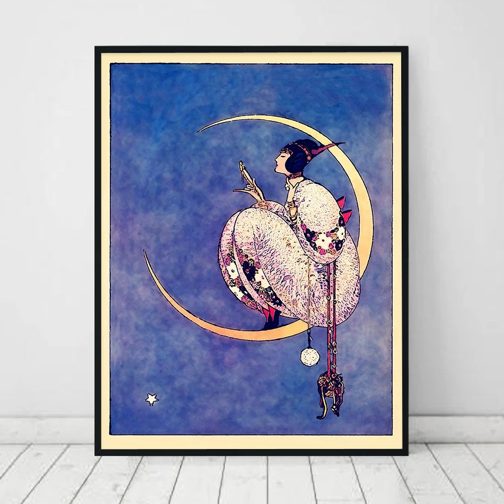 Vintage Modne Revije, Plakati in fotografije Ženska Luna Wall Art Platno Slikarstvo Moderne Stenske Slike Za Dnevni Sobi Doma Dekor