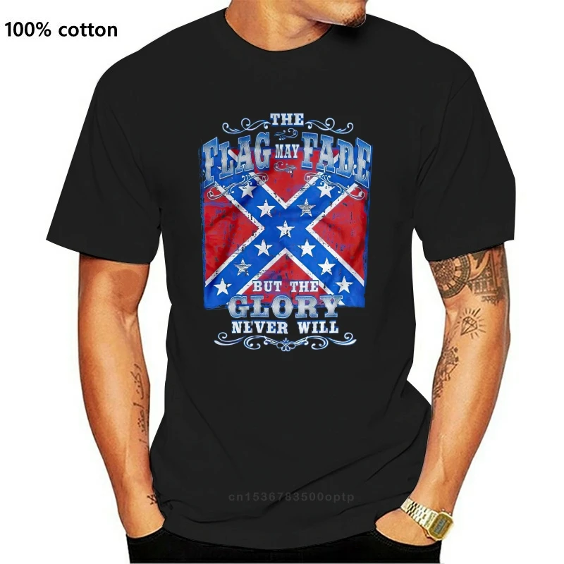 Moški majica s kratkimi rokavi Zastavo Lahko Zbledi, Vendar Slava ne Bo Nikoli-Confederate držav Amerike Različica Ženske t-shirt