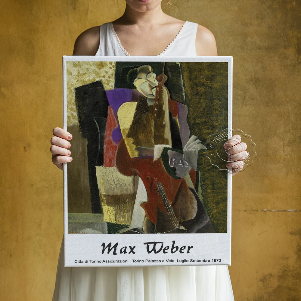 Max Weber Letnik Italijanski Muzejsko Razstavo Čelist Umetnost Plakata, Torino Palazzo A Vela Luglio Fotografij, Povzetek Platno Slikarstvo