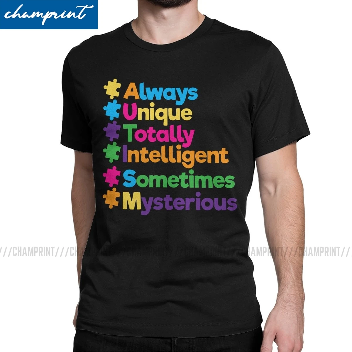 Moške Majice Srčkan Vedno Edinstven Super Avtizem Zavedanje Podporniki Smešno Tee Shirt Autismo Avtističen T Srajce Krog Vratu Vrhovi