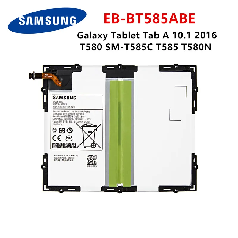 Originalni SAMSUNG Tablični EB-BT585ABE 7300mAh Baterija Za Samsung Tablični računalnik Galaxy Tab 10.1 2016 T580 SM-T585C T585 T580N Baterije