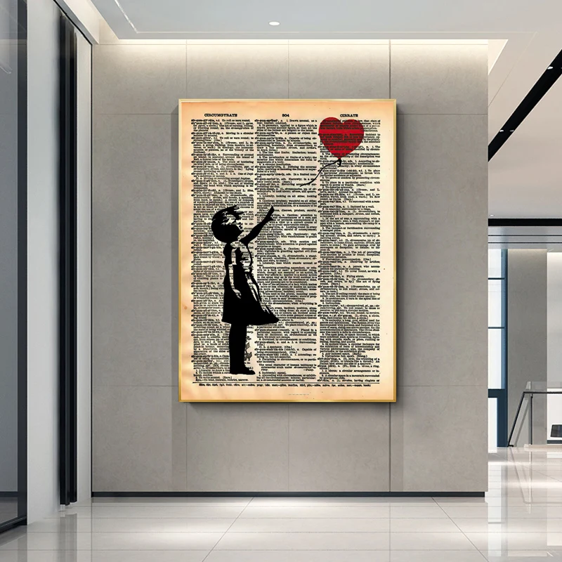 Banksy Deklica z Balonom Umetniško Platno Slikarstvo Letnik Strani Wall Street Art Poster Tiskanje Dekorativne Slike Dnevna Soba Dekor