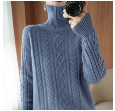 Vroče prodaje 2021 nove ženske jeseni mode high-end kašmir pulover turtleneck puloverju pulover leni, veter toplo plesti pulover