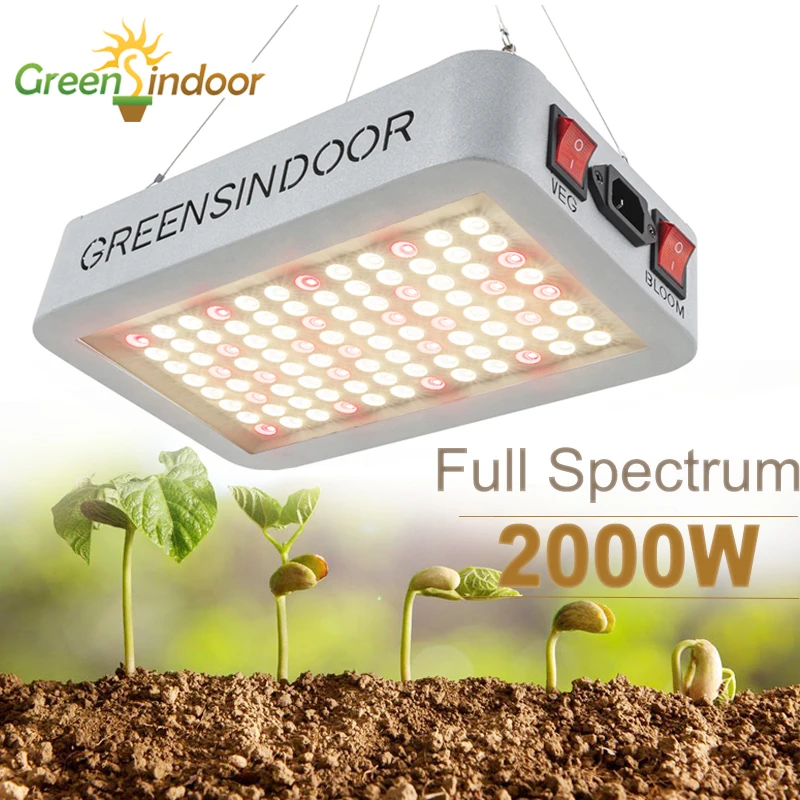 Greensindoor 2000W Celoten Spekter Svetlobe 3500K Gojenje LED Raste Svetilke Za Cvet, Zelišč, Rastlin Phytolamp Toplo Bela 220V 110V
