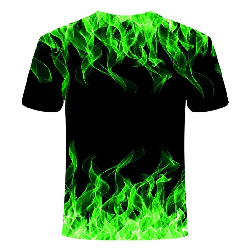 2020 moda prodaje, za Moške Nov Poletni T-shirt Z Krog Vratu Kratek Rokav Modra zelena rdeča vijolična Plamen 3D Tiskanih Top visoke kakovosti