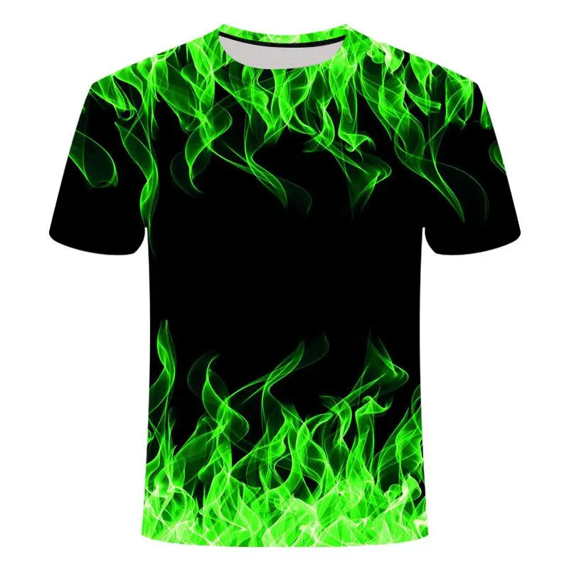 2020 moda prodaje, za Moške Nov Poletni T-shirt Z Krog Vratu Kratek Rokav Modra zelena rdeča vijolična Plamen 3D Tiskanih Top visoke kakovosti
