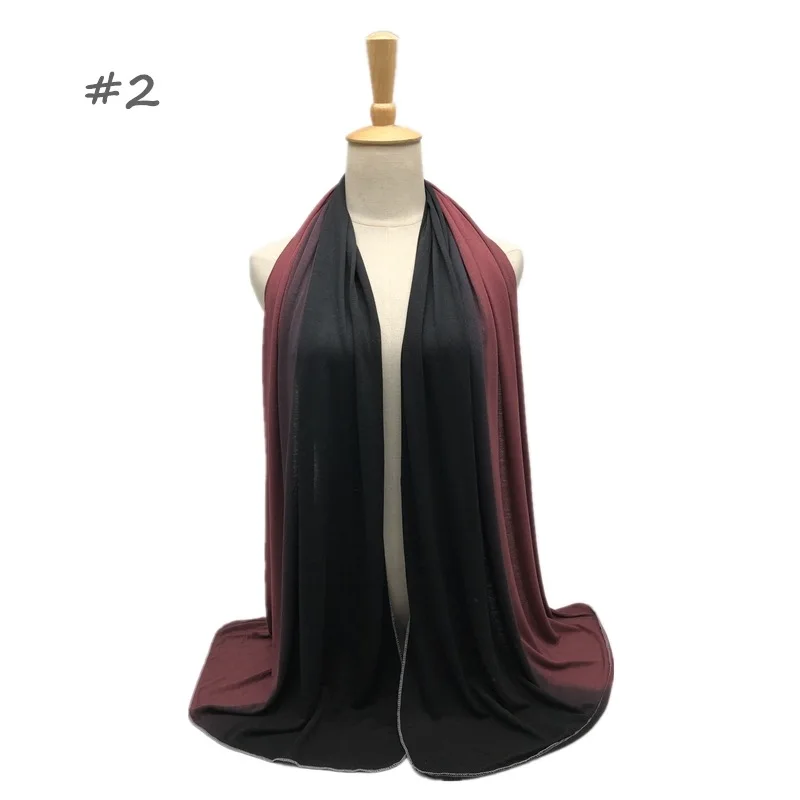 Nov ženski elastična mercerized bombaž modal ročno poslikano visi-barvane dveh barvnih prelivov bombaž jersey šal šal