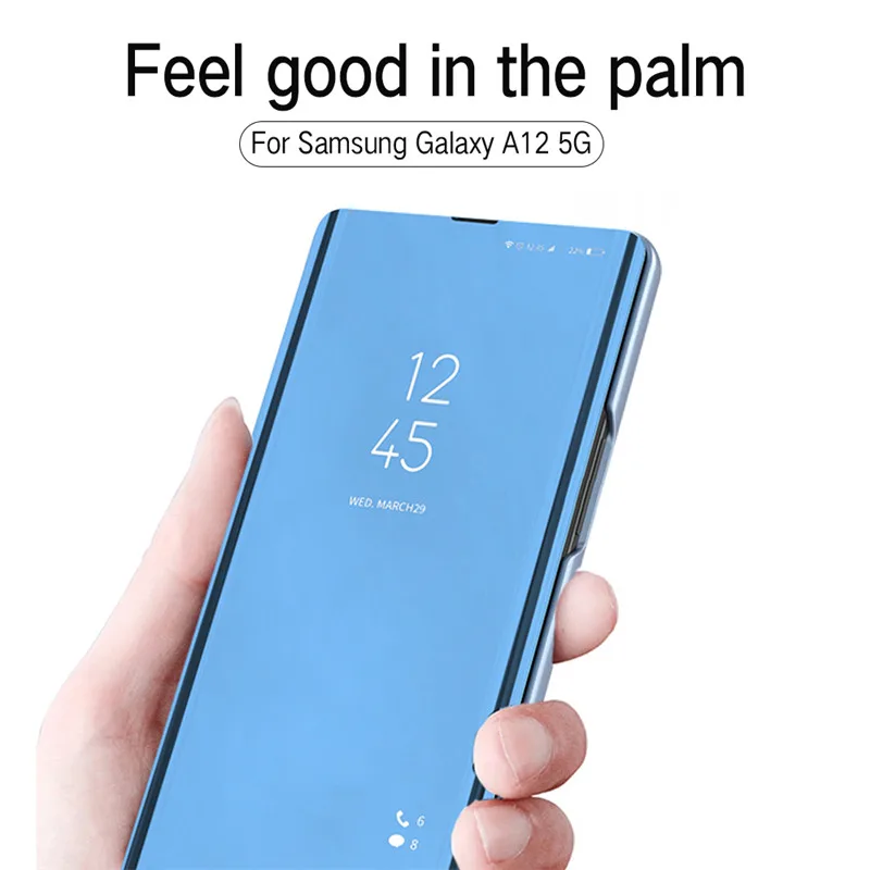 Prevleka Ogledalo Držalo za Telefon Ohišje Za Samsung Galaxy A12 A42 M31S Primeru Usnje Pokrovček Za Samsung Galaxy A12 A42 Zaščitna torbica