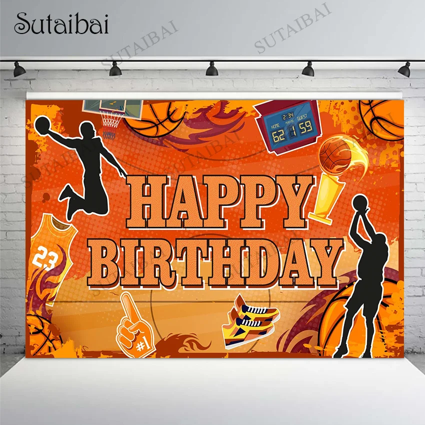Košarka Happy Birthday Ozadje Fotografije Za Ozadje Športnih Tema Okraski Stranka Košarko Zvezde Photo Booth Prop