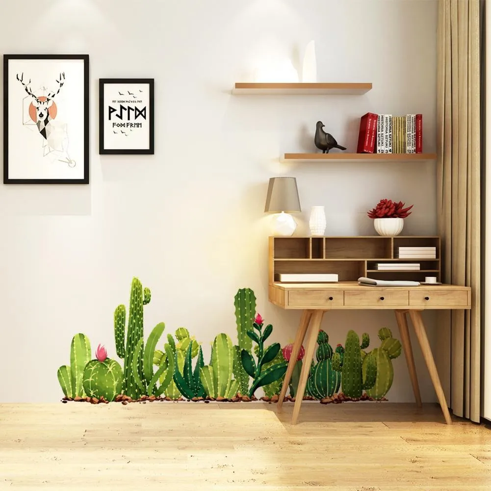 Zelena DIY Kaktus Pot Rastlin, Cvetja Izmenljive Plakat Art 30*90 cm Nalepke Kavč Wall Wall Soba Zidana PVC Živijo Vrtec Ozad R9F8