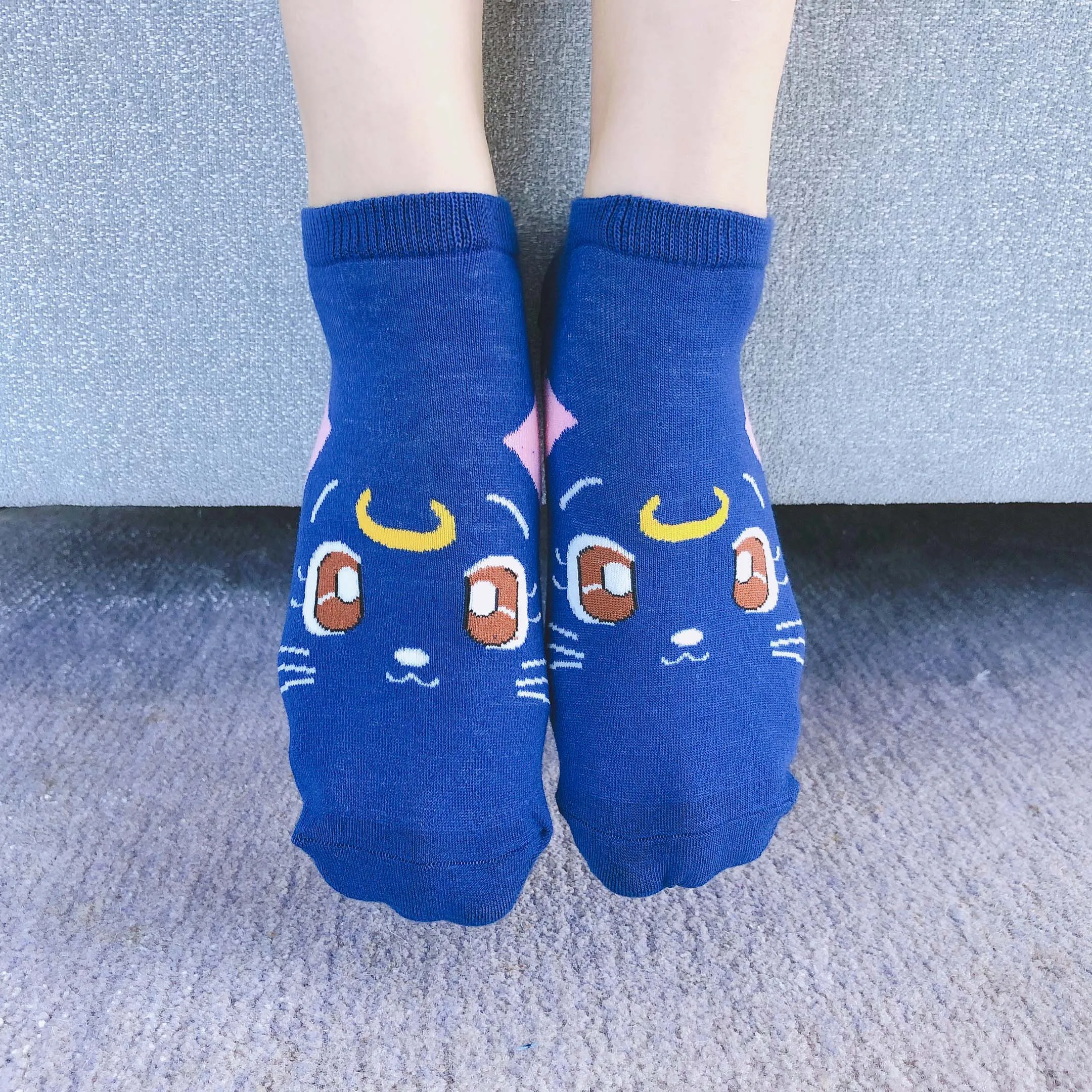 5 parov ženske, novi prihod Sailor Moon Risanka bombaž sladko Ustvarjalnost srčkan vesel smešno Japonski Kawaii kratke nogavice