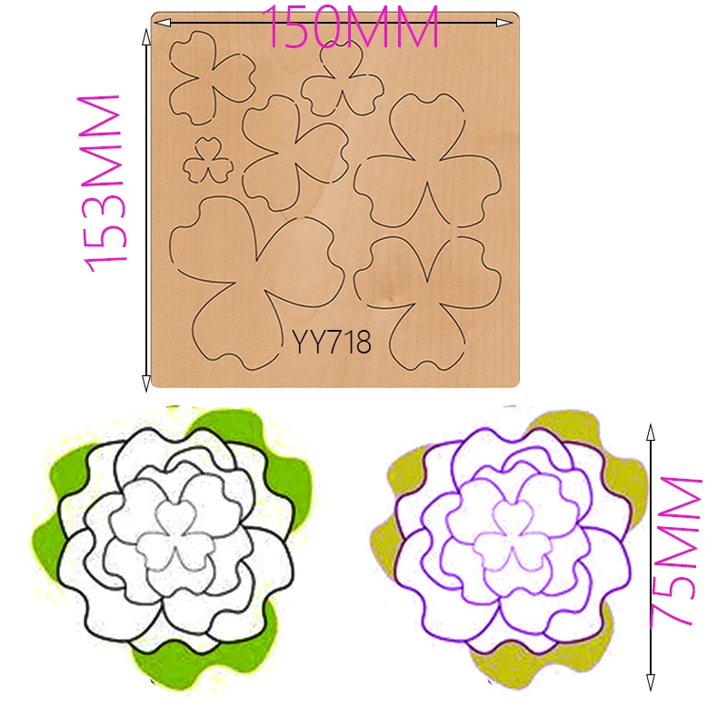 Dekorativni cvet lesene matrice, ki je Primerna za skupno die rezanje na marketLarge Die Cut, Snop FlowersYY718