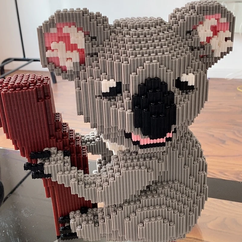 Xizai 8005 Risanka Koala uganka Koalas Divje Živali, Hišne živali, Drevesa 3D Model DIY Mini Magic Bloki, Opeke Stavbe Igrača za Otroke, št Polje