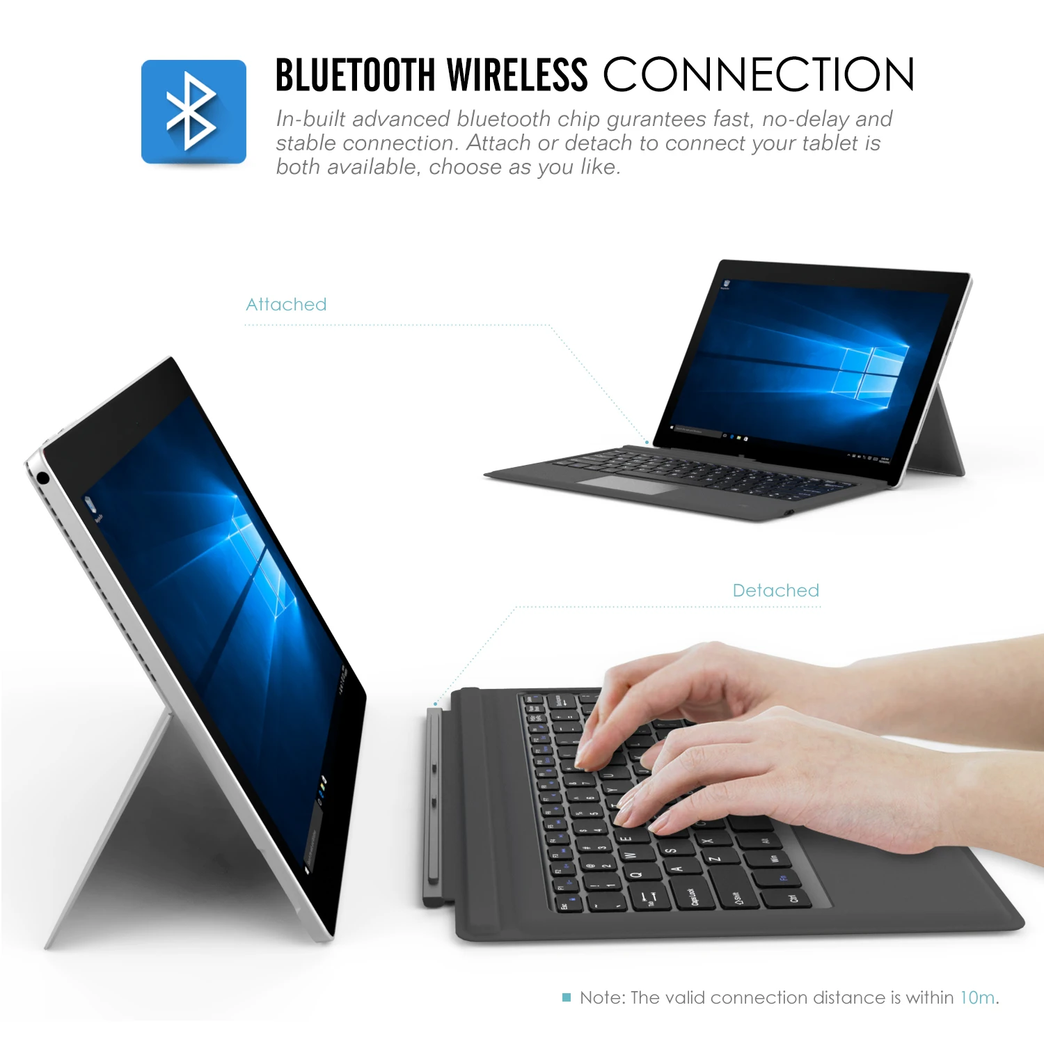 Vrsta Zalivu za Surface Pro 7 Plus/ 7 Pro /Pro 6/5/4/Površina Pojdi 2/GO,Lahki Slim Brezžični Bluetooth Tipkovnico z Dvema Gumb