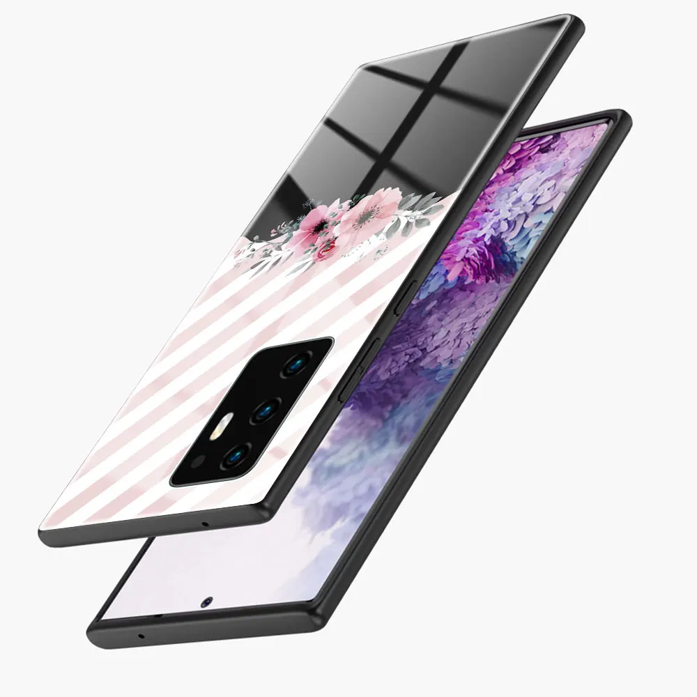 Telefon Primeru Za Samsung Galaxy S20 FE S10 S21 S8 S9 Opomba 20 Ultra 10 Plus 9 Kaljeno Steklo Mobilne Kritje Lep Vzorec
