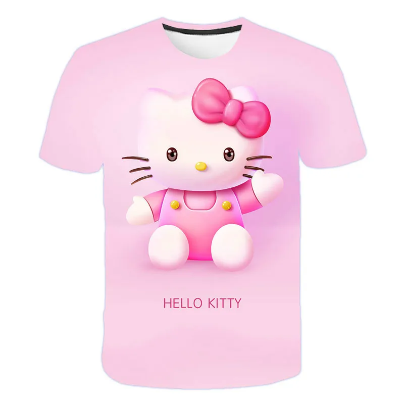 2021 fantje in dekleta poletje kratki rokavi T-shirt dekle oblačila 3D tiskanje modra, roza risanke mačka priložnostne modni T-shirt
