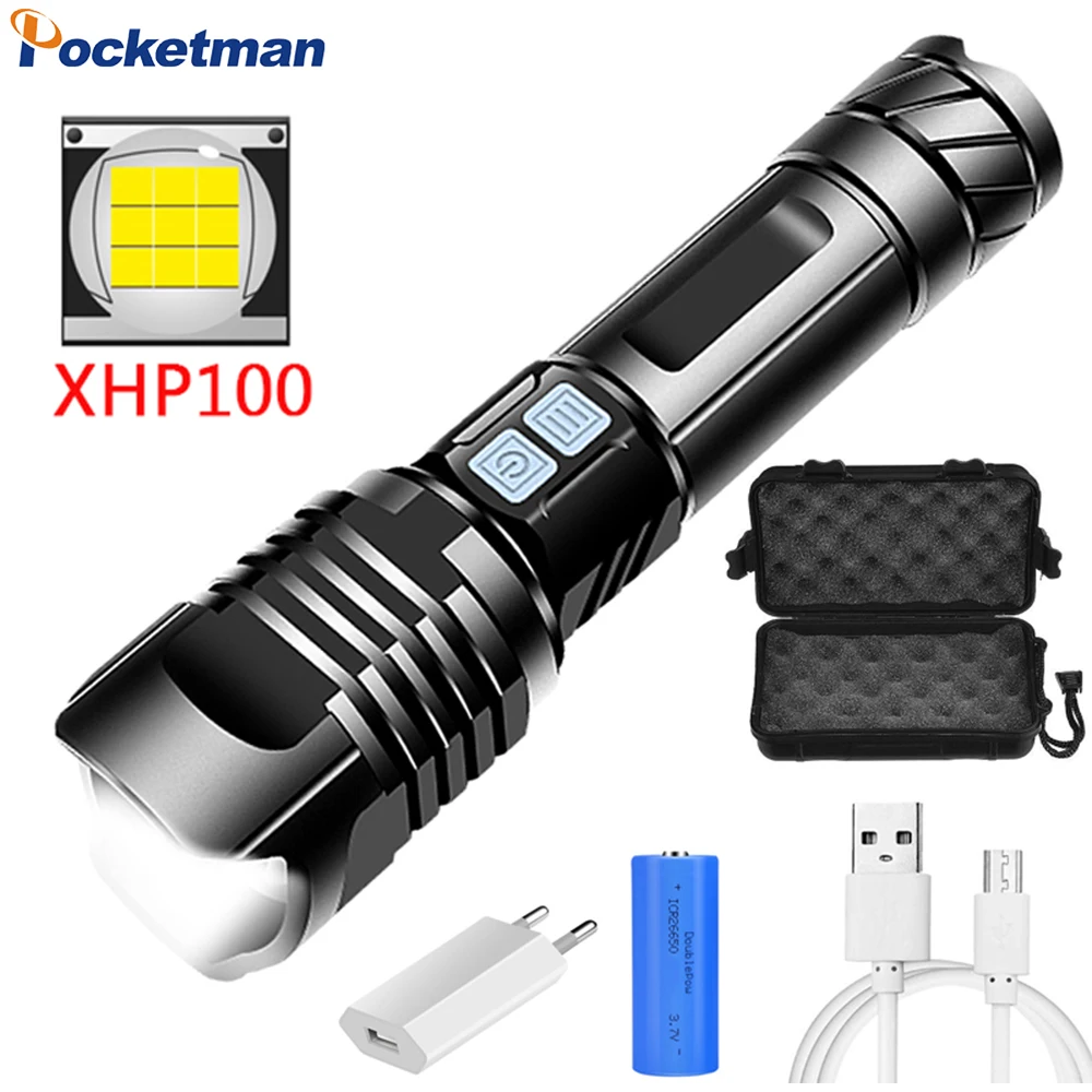 XHP100 LED Svetilka 50000LM USB Polnjenje Baklo Taktično Svetilko Vodotesno Svetilko Uporabo 18650 Baterijo Zoomable Svetilka