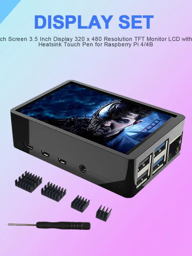 Zaslon na dotik, 3,5-Palčni Zaslon Ločljivosti Zaslon TFT LCD S Primeru Heatsink Dotik Peresa Za Raspberry Pi 4/4B Zaslon Set
