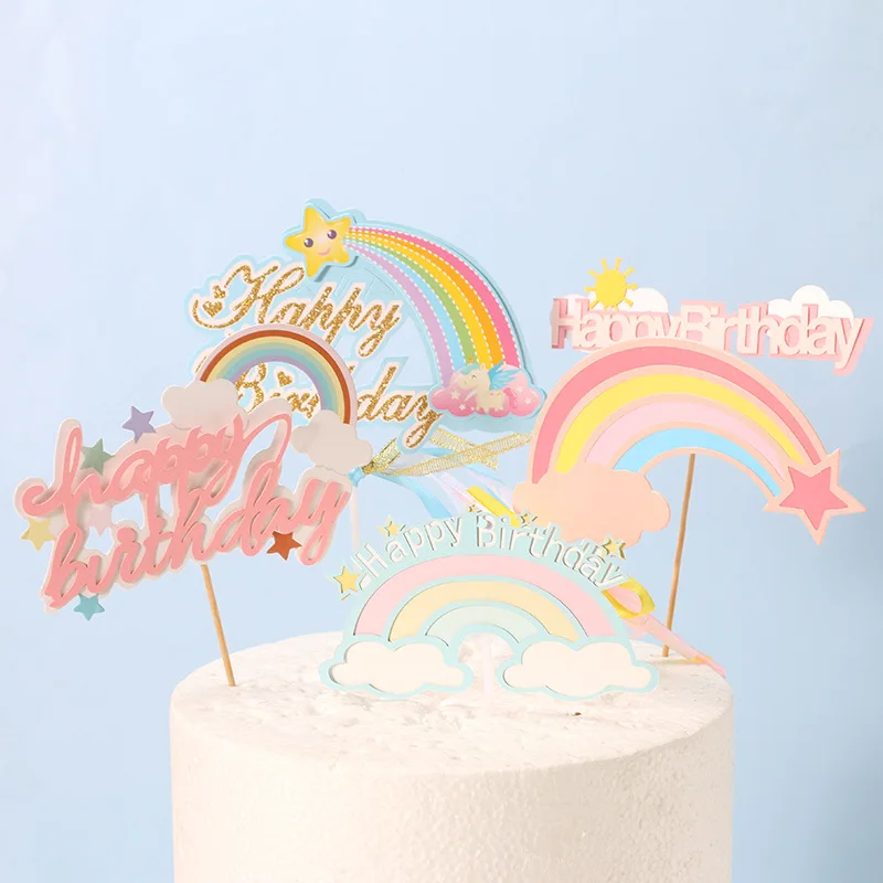 1pc ustvarjalne torto dekoracijo mavrične zastave rojstni dan namiznih obletnico poroke baby tuš dobave
