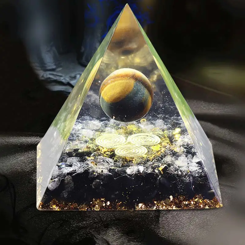 Ročno Ametist Kristalno Kroglo Orgonite Piramida 60mm z Kianit Kamen Reiki energijski center za Energetsko Orgonski Zbirka EMF Varstvo