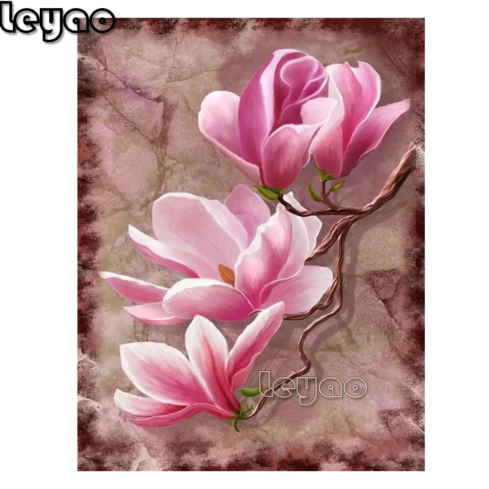 Diamond slikarstvo roza Magnolija cvetje,polno kvadratni krog diamond vezenje celoten zaslon mozaik navzkrižno vboda nastavite