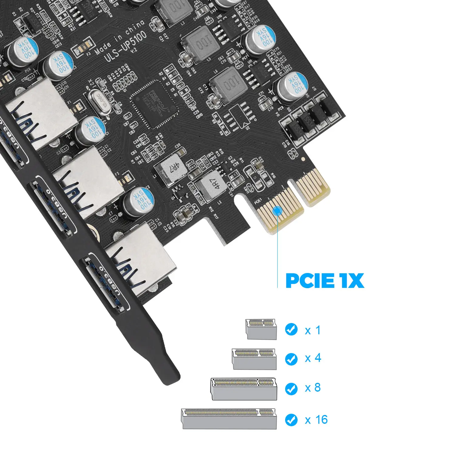 ULS 7Ports USB3.0 PCI-e Širitev Sim (3)Tip A (2)Vrste C, z Notranjim USB 3.0 20P Connector for Mac Pro Fresco Fl1100