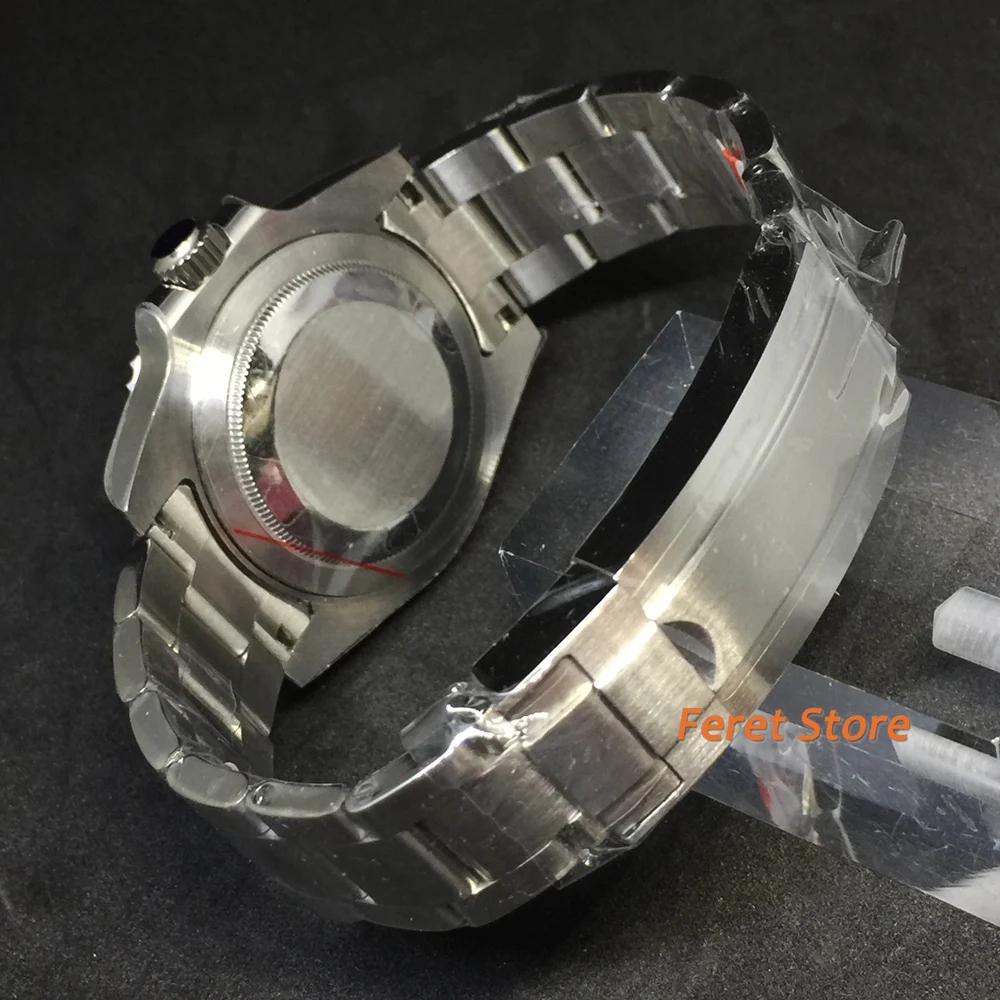Bliger 40 mm, iz nerjavnega Srebro Primeru Safirno Steklo Črno sterilne Izbiranje Svetlobna Moške Vrh Priložnostne Luksuzni Mehanske Samodejni Watch