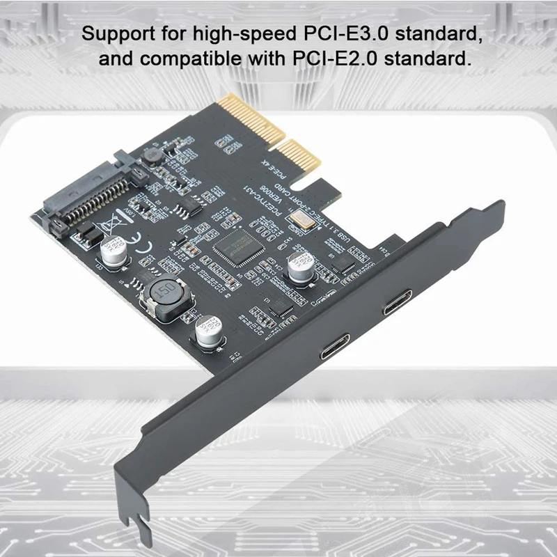 PCI-Express 4X USB 3.1 Gen 2 (10 Gbps) 2-Vrata Tip C Širitev Kartico ASM3142 ,Integrirani SATA Napajalni Vmesnik