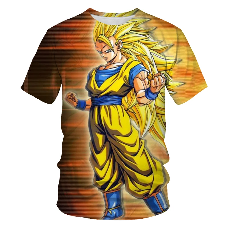 Japonski anime poletne 3D tiskanje Goku moške in ženske T-shirt ulica svoboden osebnost O-vratu, kratka sleeved prevelik T-shirt