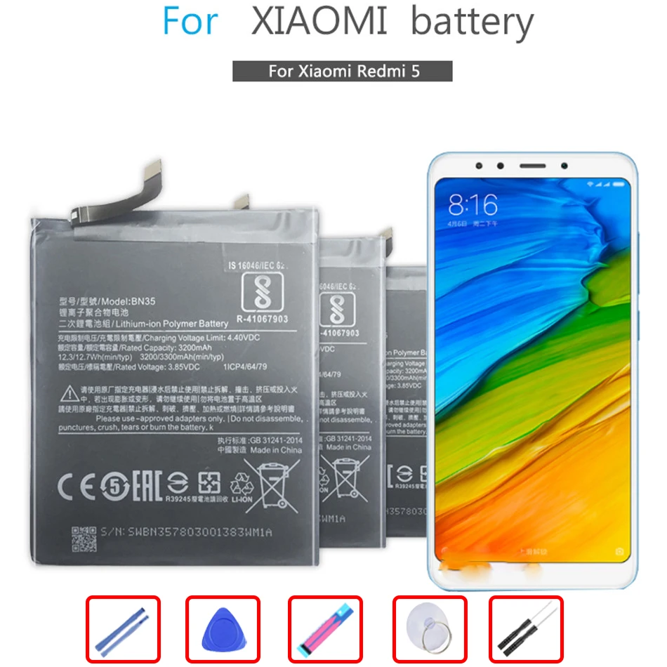 Za Xiao mi BN35 Baterija za Xiaomi Redmi 5 5.7