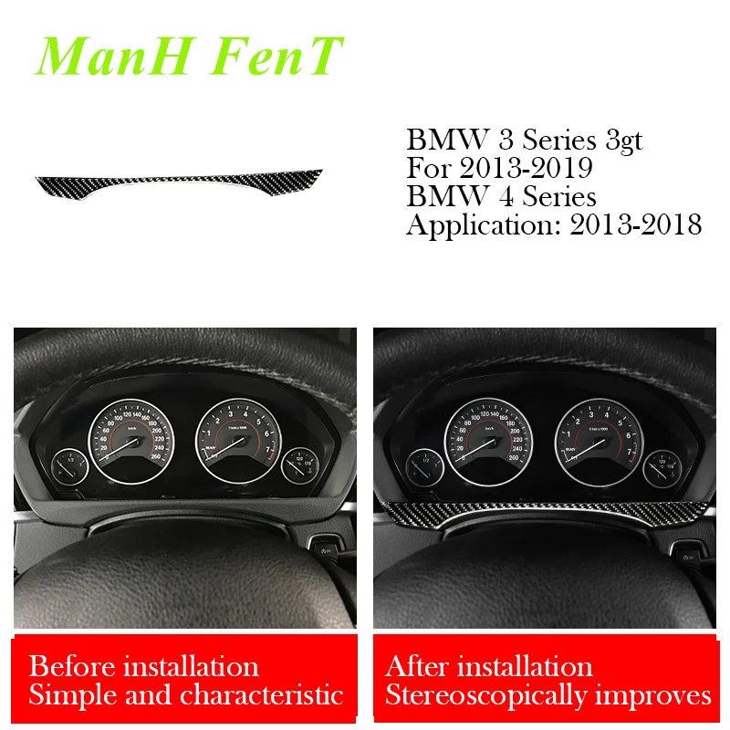 Za BMW F30 F34 320i 3GT 3 Serise 4 Serije na Armaturno Ploščo Okvir Trim Trakovi iz Ogljikovih Vlaken Dekoracijo 3D Nalepke, Car Interior obdobje 2013-2018