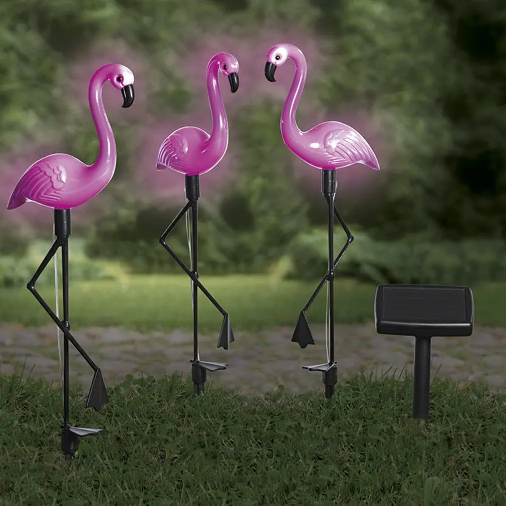 3pcs LED Sončni Vrt Svetlobe Flamingo Vrtne Svetilke Vodotesne Sončne Led Luči na Prostem Za Dekoracijo Vrta Strank