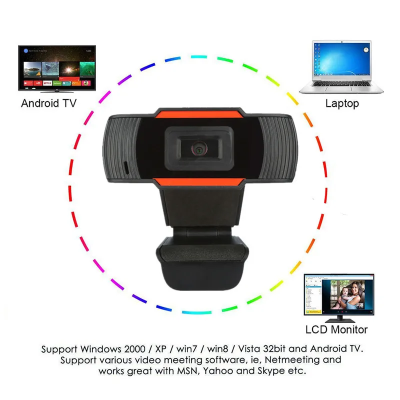 Hannord 1080P 720p 480p HD Spletna kamera z Mikrofonom Vrtljiv PC Desktop Web Kamera Kamera Mini Računalnik WebCamera Cam Video Snemanje Dela
