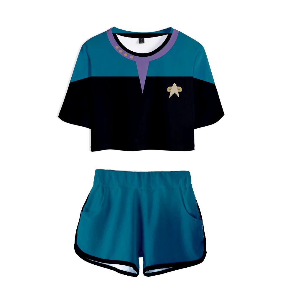 Vroče Prodaje dekleta Dveh Kosov Določa T-majica+hlače Oblačila Priljubljena znanstvena Fantastika TV Serije Star Trek Kratek Trekingi ženske T-Shirt Obleko