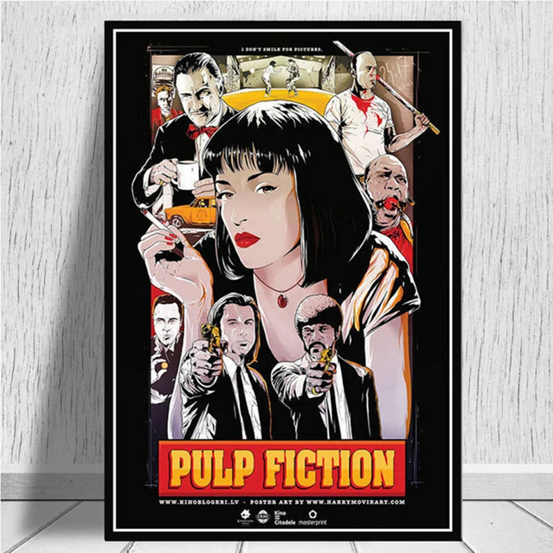 Vintage Film Platno Slikarstvo Pulp Fiction Quentin Tarantino, Plakati, Tiskanje Wall Art Slike za Dom Dekor Stenski Dekor Cuadros