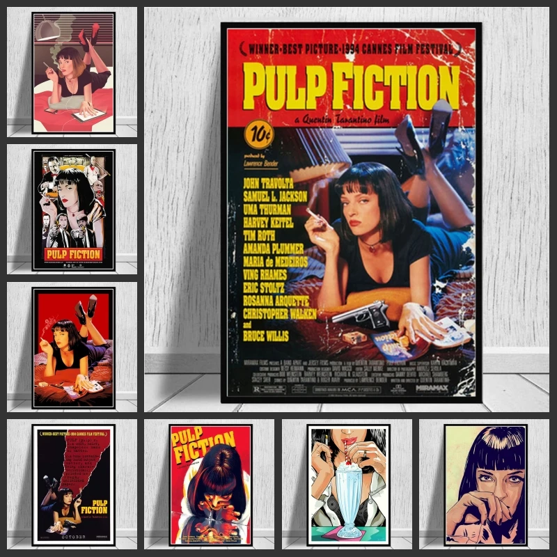 Vintage Film Platno Slikarstvo Pulp Fiction Quentin Tarantino, Plakati, Tiskanje Wall Art Slike za Dom Dekor Stenski Dekor Cuadros
