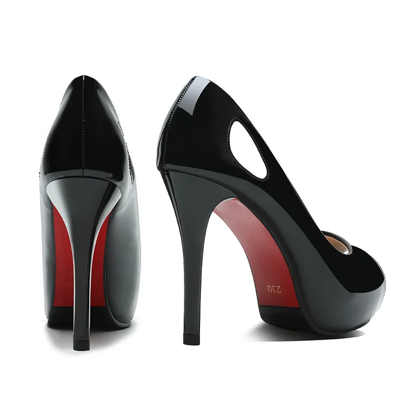 Seksi črpalke ženske čevlje platformo pete, čevlji plitvo peep toe visokih petah dame čevlji poročni čevlji črni talon femme