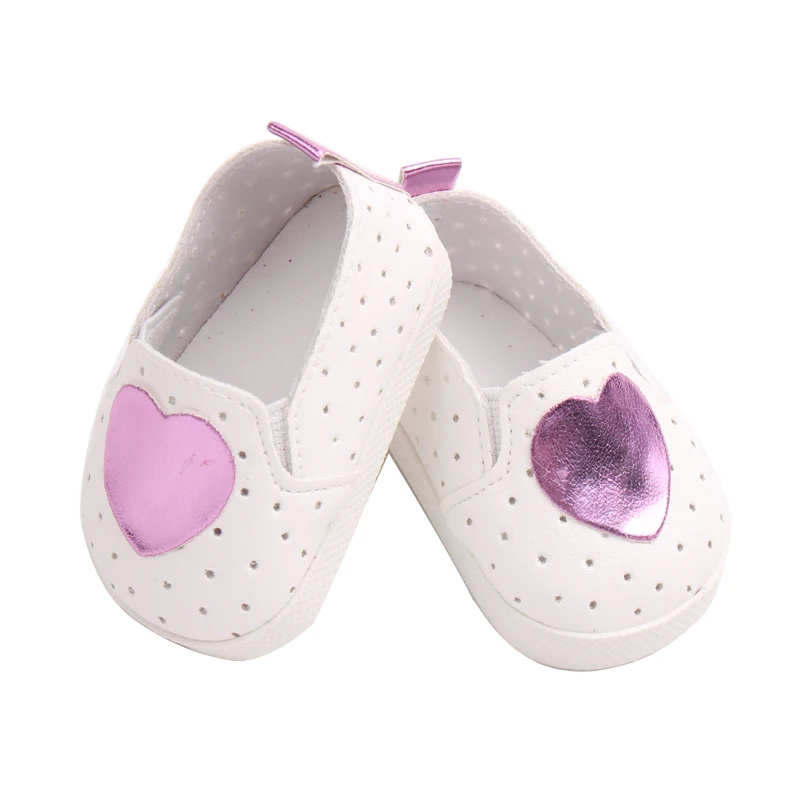 18 inch Dekleta lutka čevlji srce tiskanje ravno čevlji PU čevelj Ameriški novo rojen oprema Otroška igrače fit 43 cm baby s160