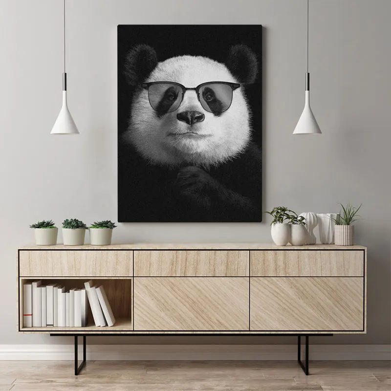 Modularna Platno HD Tiskanje Slik Steno Umetnosti Slikarstva, Dom Dekor Kul Panda s sončna Očala na Plakatih Za dnevno Sobo Okvir