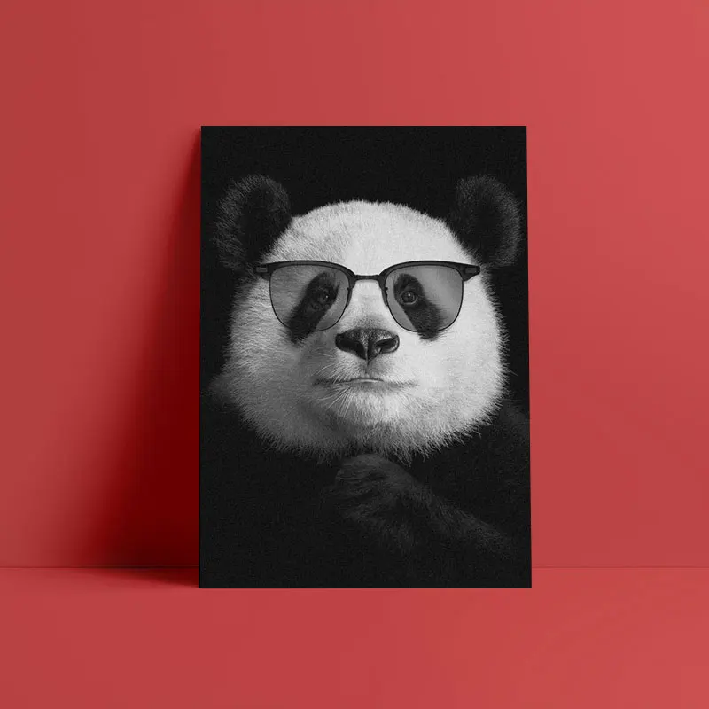 Modularna Platno HD Tiskanje Slik Steno Umetnosti Slikarstva, Dom Dekor Kul Panda s sončna Očala na Plakatih Za dnevno Sobo Okvir
