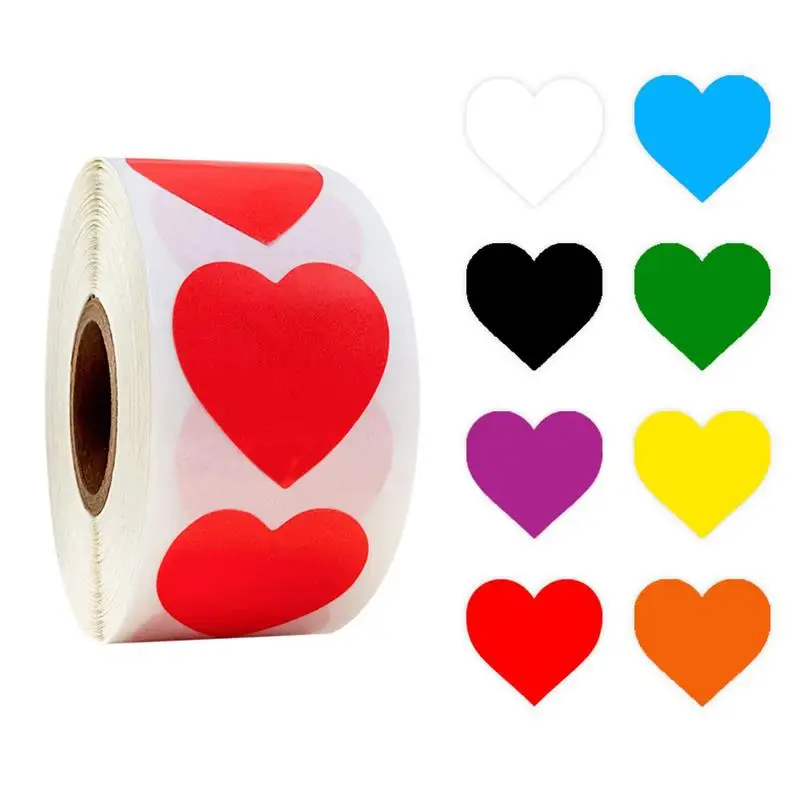 500pcs/roll Ljubezni Srce Krog Oblikovane Nalepke, Scrapbooking Paket Darilni Embalaži Pečat Oznake Rojstni dan Dobave Tiskovine