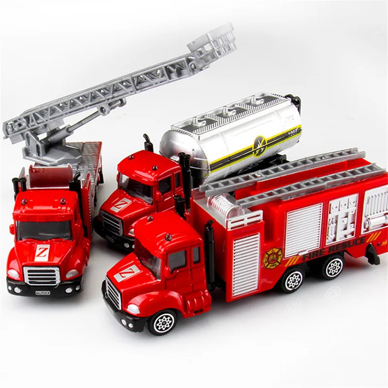1PCS Mini Igrača Modelu Vozila Zlitine Diecast nizke Gradnje Požar Tovornjak Prevoz z Rešilnim Avtomobilom Izobraževalne Otroke Darila