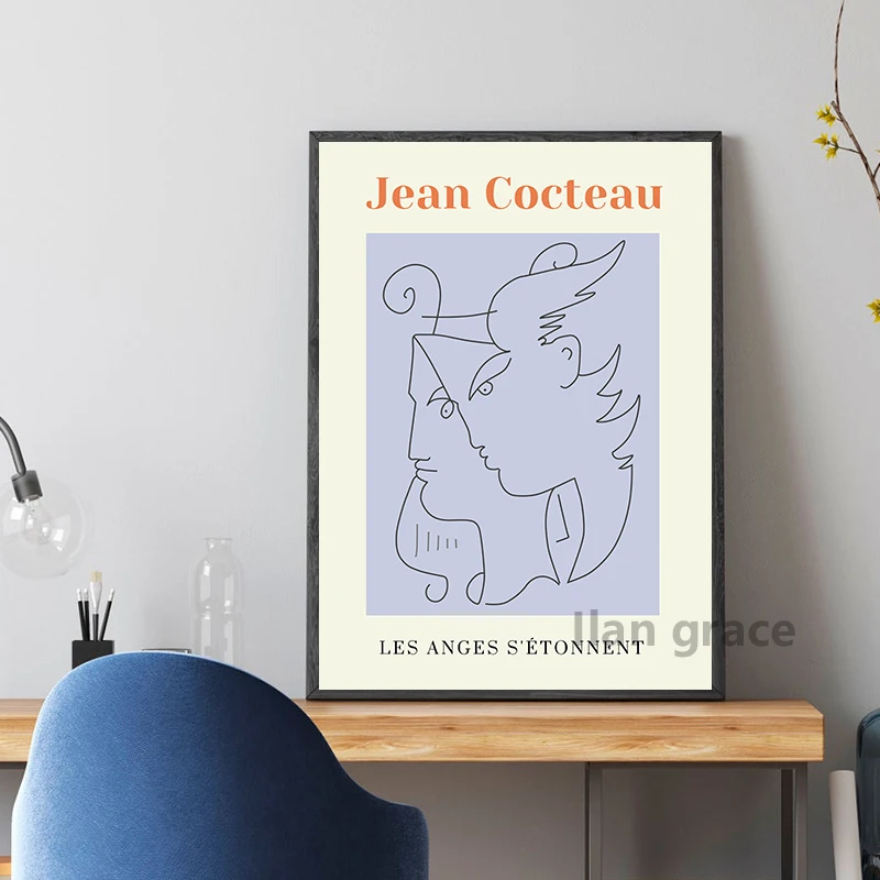 Jean Cocteau Razstava francoski Letnik Plakatov in Fotografij Likovno Umetnost Slikarstvo na Platno Galerija Stenske Slike za Dnevna Soba Dekor