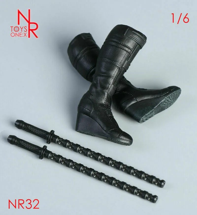 Na Zalogi NR32 1/6 Ženski Črni Čevlji z Visokimi Petami z Električnim Baton Model Fit 12