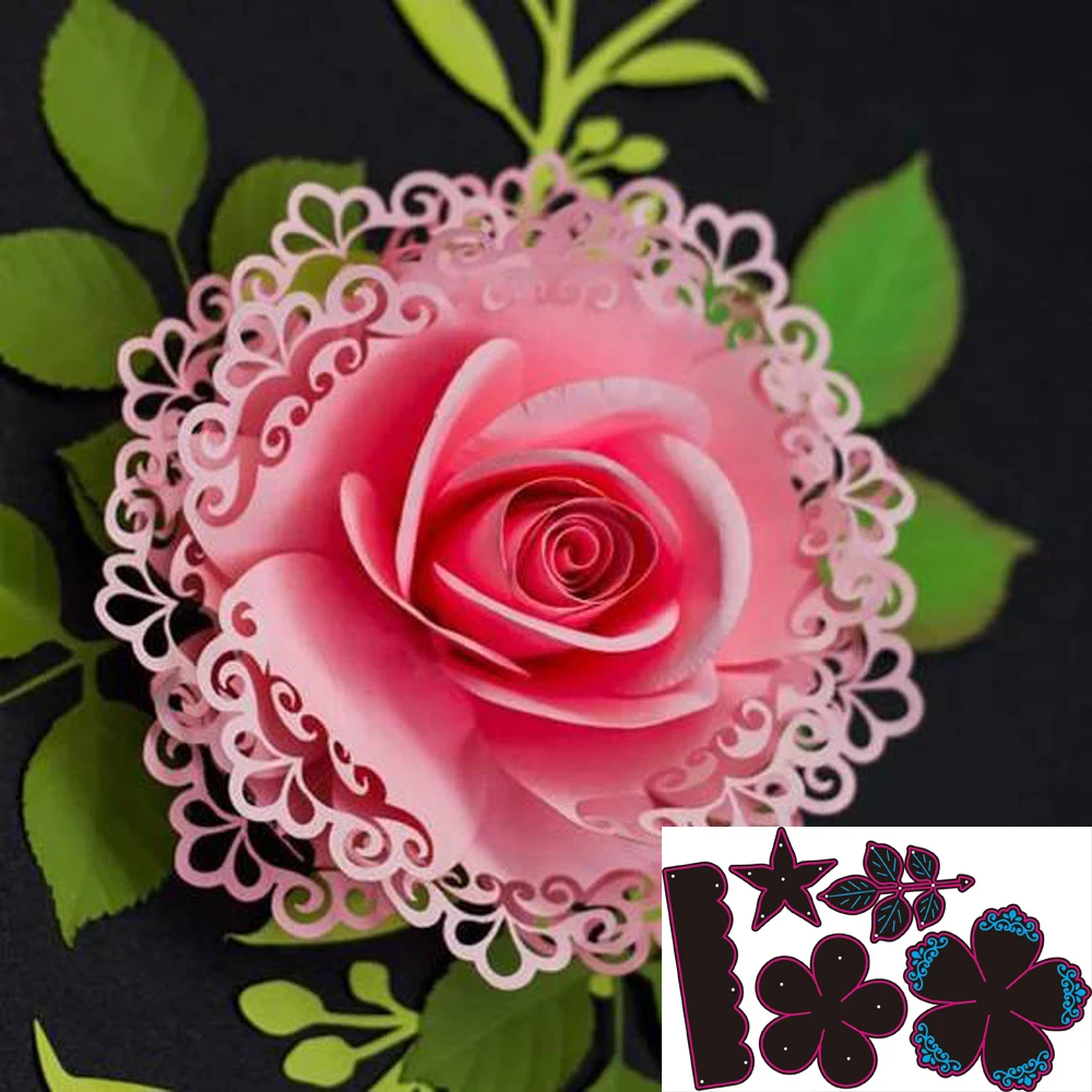 Rezanje kovin Matrice Za Scrapbooking Die Rose Cvet, Listi Cut Umre DIY Papir, Kartice, Obrti Diy Rezanje Kovin Matrice Cvetje, Drevo